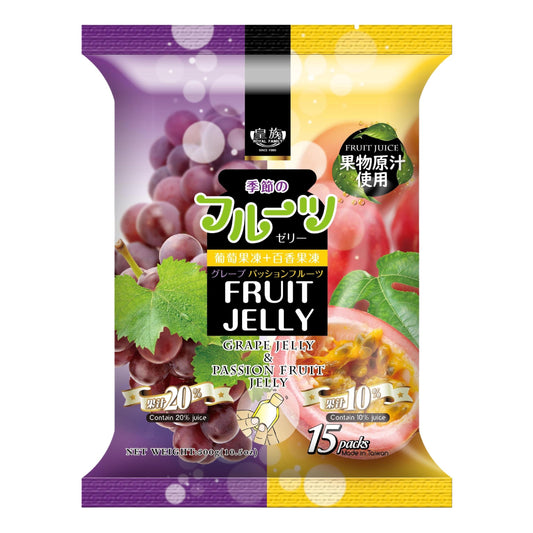 FRUIT JELLY GRAPE & PASSION FRUIT 12 x 300g ROYAL FAMILY