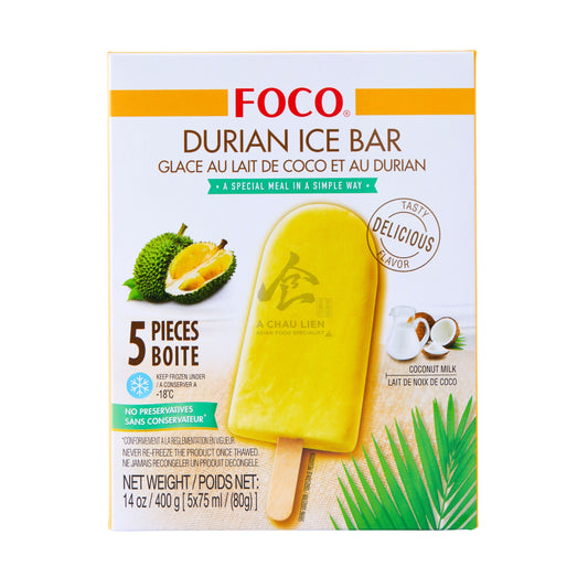 FROZEN DURIAN ICE BAR (5PCS X 80G) 6 x 400g FOCO