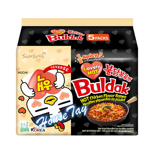 BULDAK HOT CHICKEN FLAVOR RAMEN LOVELY HALF SPICY (5PCS X 130G) 8 x 650g SAMYANG