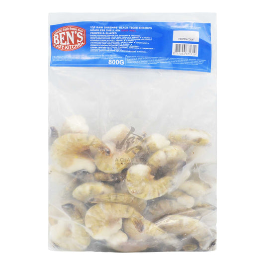 BLACK TIGER SHRIMP 16-20 HLSO EZP 20% 10 x 1kg BEN'S EASY KITCHEN BML