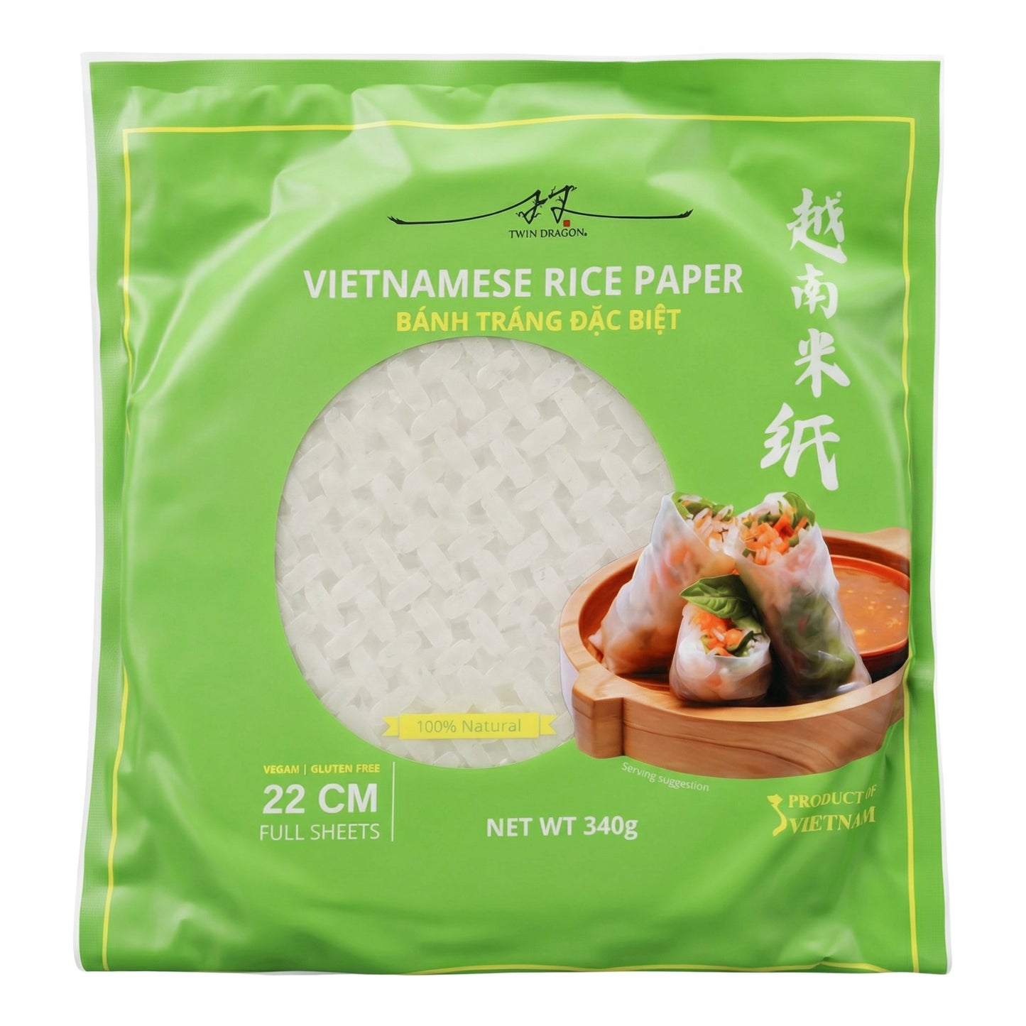 RICE PAPER 22CM 24 x 340g TWIN DRAGON