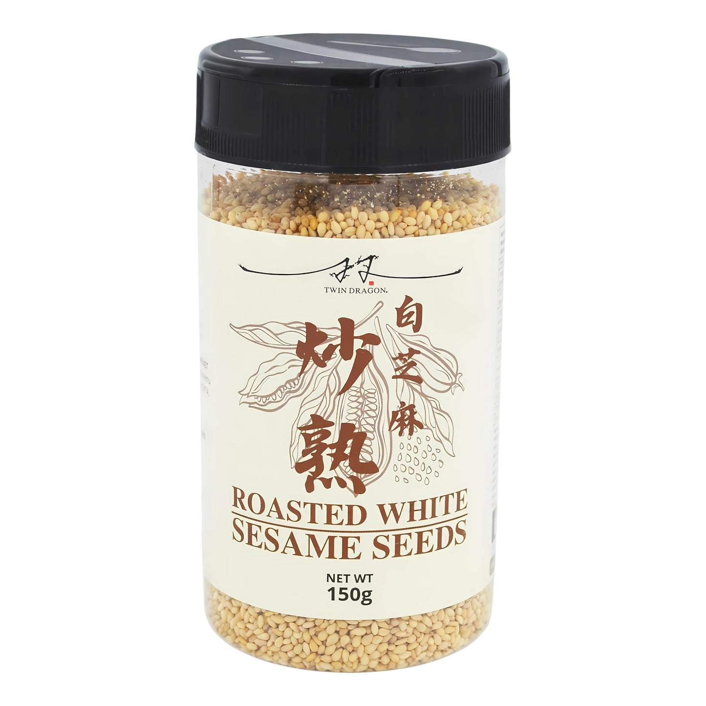 ROASTED WHITE SESAME SEEDS 10 x 150g TWIN DRAGON