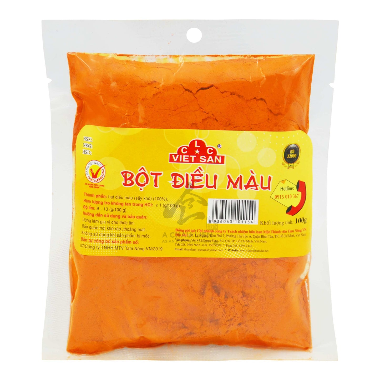 DRIED ANNATTO POWDER 50 x 100g VIET SAN