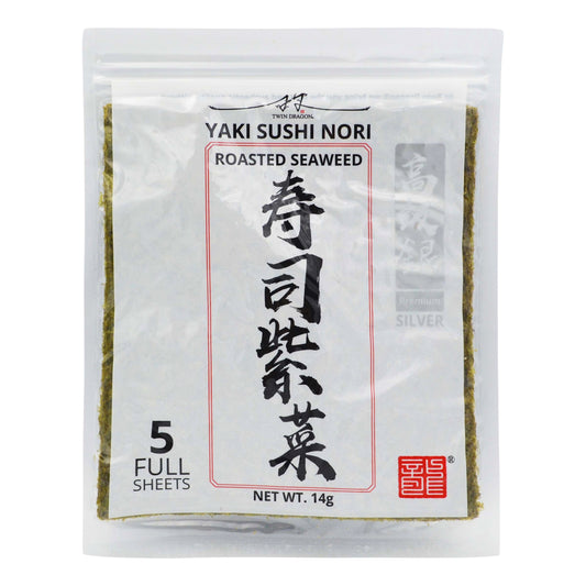 PREMIUM SILVER YAKI SUSHI NORI (5 SHEETS) 30 x 14g TWIN DRAGON