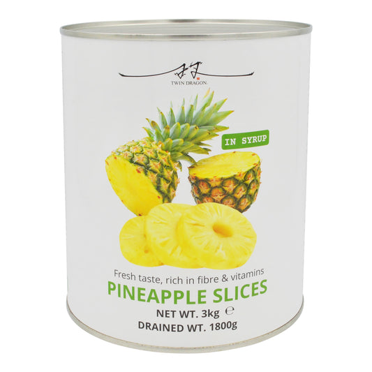 PINEAPPLE SLICES IN SYRUP 6 x 3kg TWIN DRAGON