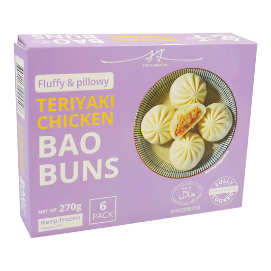 FROZEN TERIYAKI CHICKEN BAO BUNS (6PCS X 45G) 16 x 270g TWIN DRAGON