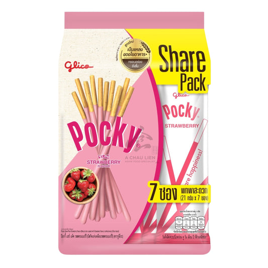 POCKY BISCUIT STICK STRAWBERRY FAMILY PACK 20 x 133g GLICO
