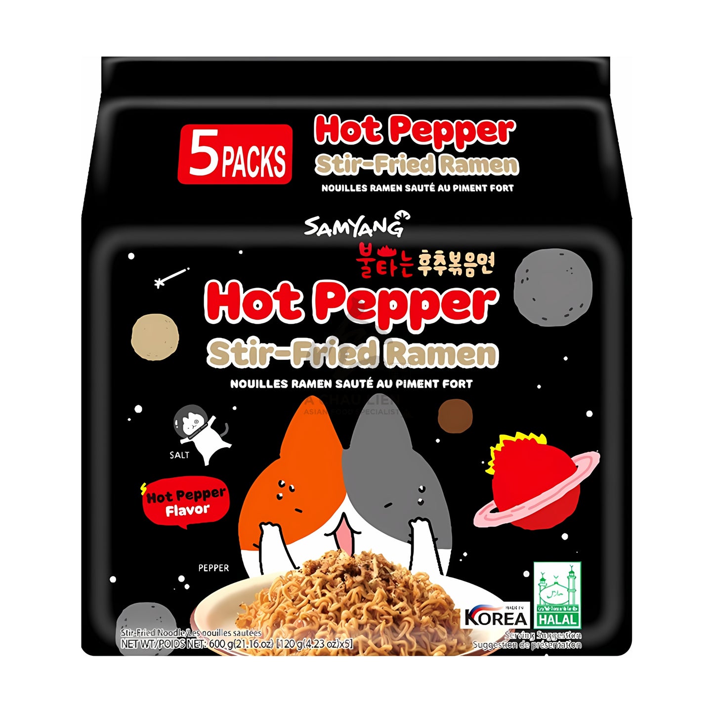 HOT PEPPER STIR-FRIED RAMEN (5PCS X 120G) 8 x 600g SAMYANG