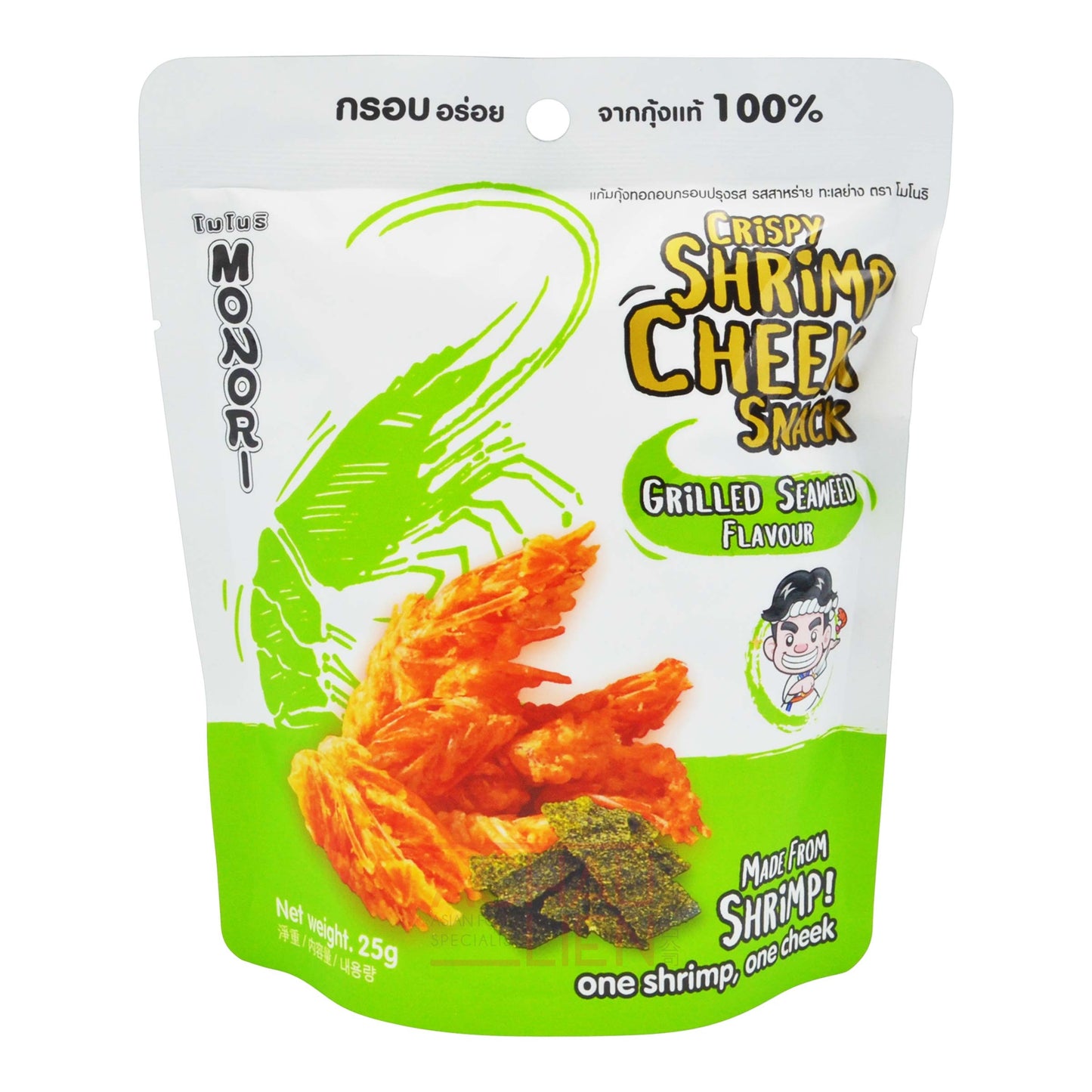 CRISPY SHRIMP CHEEK SNACK GRILLED SEAWEED FLAVOUR 36 x 25g MONORI