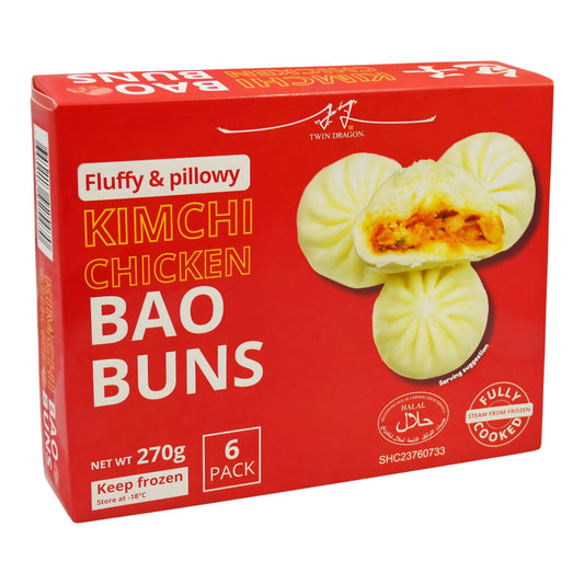 FROZEN KIMCHI CHICKEN BAO BUNS (6PCS X 45G) 16 x 270g TWIN DRAGON