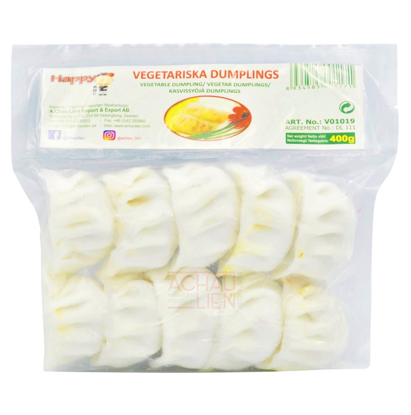 VEGETABLE DUMPLINGS 20 x 400g HAPPY BOY