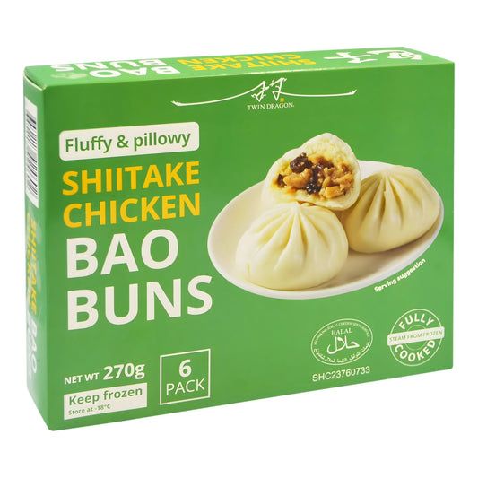 FROZEN SHIITAKE CHICKEN BAO BUNS (6PCS X 45G) 16 x 270g TWIN DRAGON