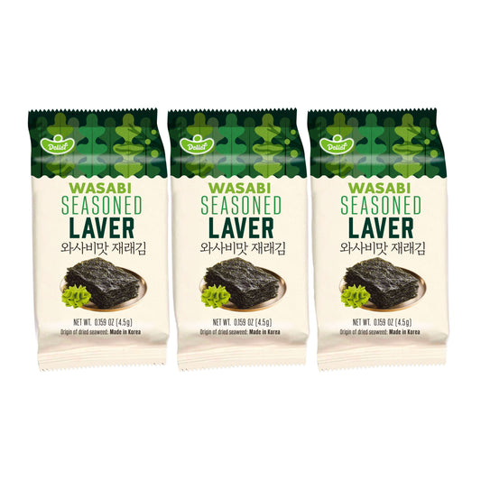 WASABI SEASONED SEAWEED LAVER (3PCS X 4.5G) 24 x 13.5g DELIEF