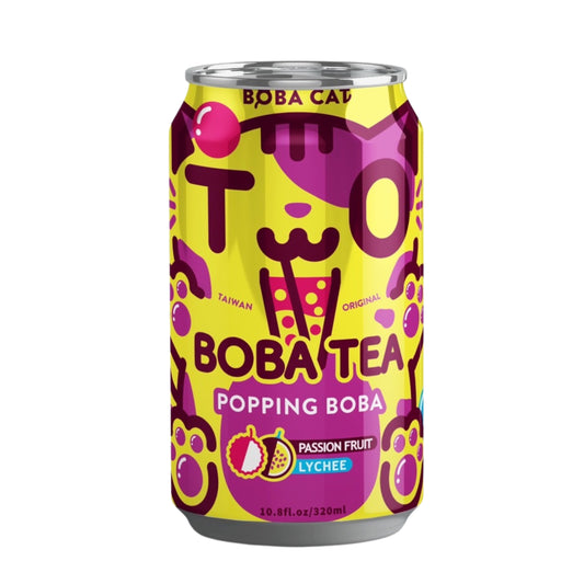POPPING BOBA TEA PASSION FRUIT LYCHEE 24 x 320ml BOBA CAT