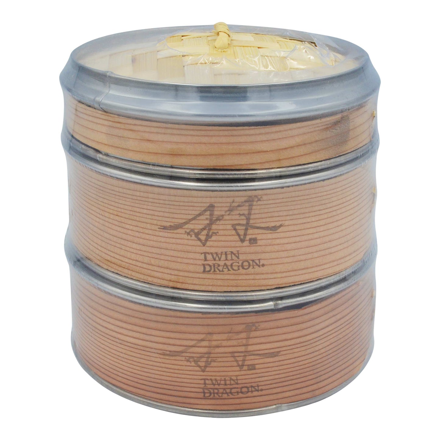 BAMBOO STEAMER STEEL EDGE NO. 6 SET (Ø15CM) 27 x 15cm TWIN DRAGON