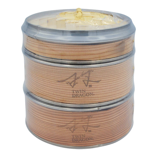 BAMBOO STEAMER STEEL EDGE NO. 6 SET (Ø15CM) 27 x 15cm TWIN DRAGON