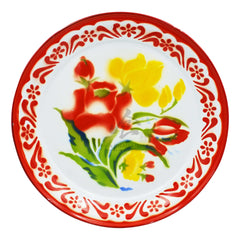 ALUMINUM TRAY (35CM) RED & WHITE FLOWER PRINT RABBIT BRAND