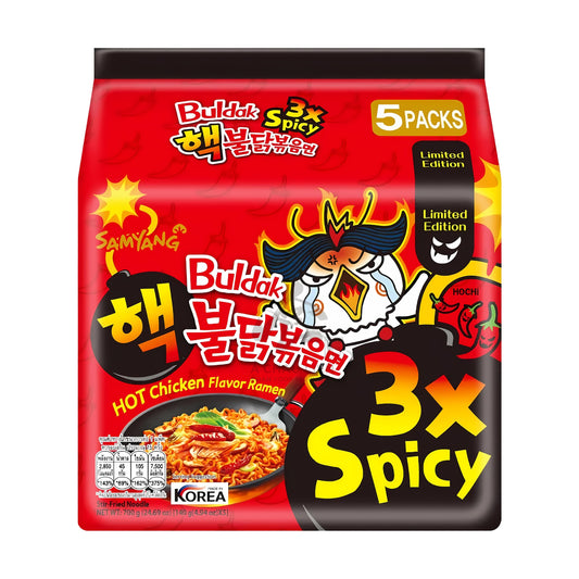 BULDAK HOT CHICKEN FLAVOR RAMEN 3X SPICY (5PCS X 140G) 8 x 700g SAMYANG