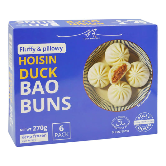 FROZEN HOISIN DUCK BAO BUNS (6PCS X 45G) 16 x 270g TWIN DRAGON