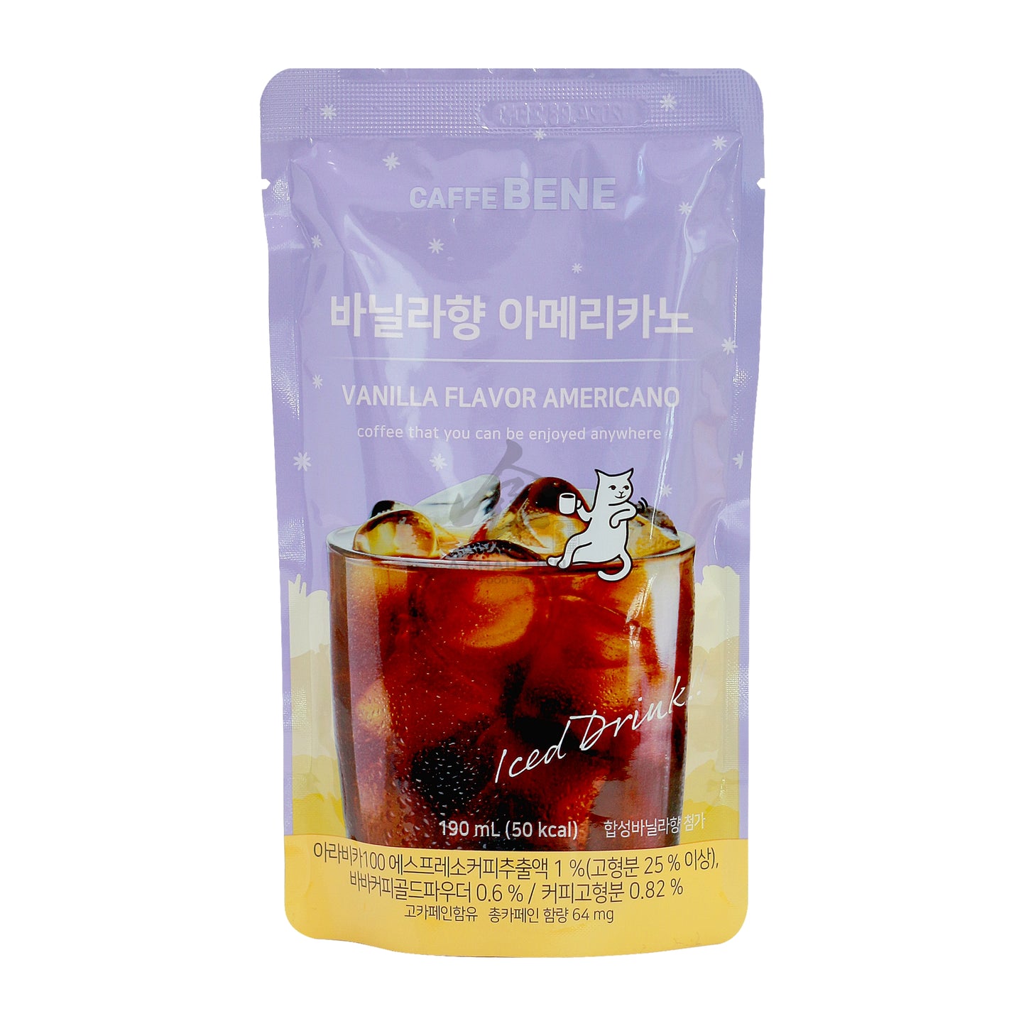 VANILLA FLAVOR AMERICANO POUCH COFFEE (10PCS X 190ML) 5 x 1.9L CAFFE BENE