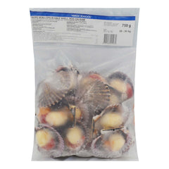 SCALLOPS IN HALF SHELL ROE-ON RAW 20-30 8 x 750g NORDIC SEAFOOD