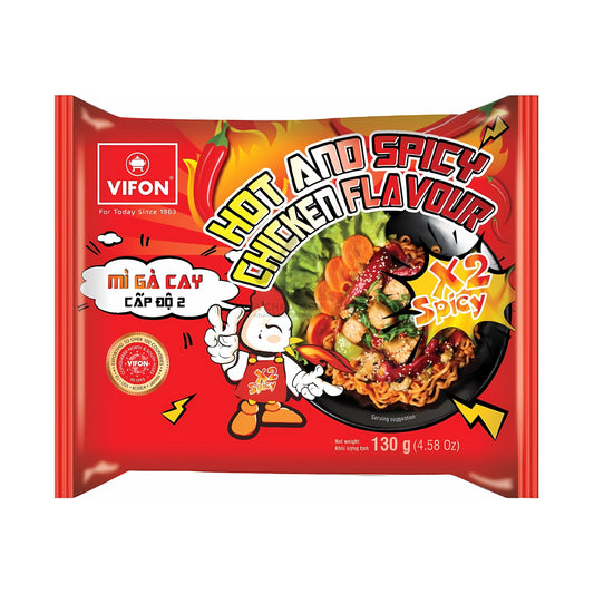 HOT AND SPICY CHICKEN FLAVOR NOODLES X2 SPICY 18 x 130g VIFON