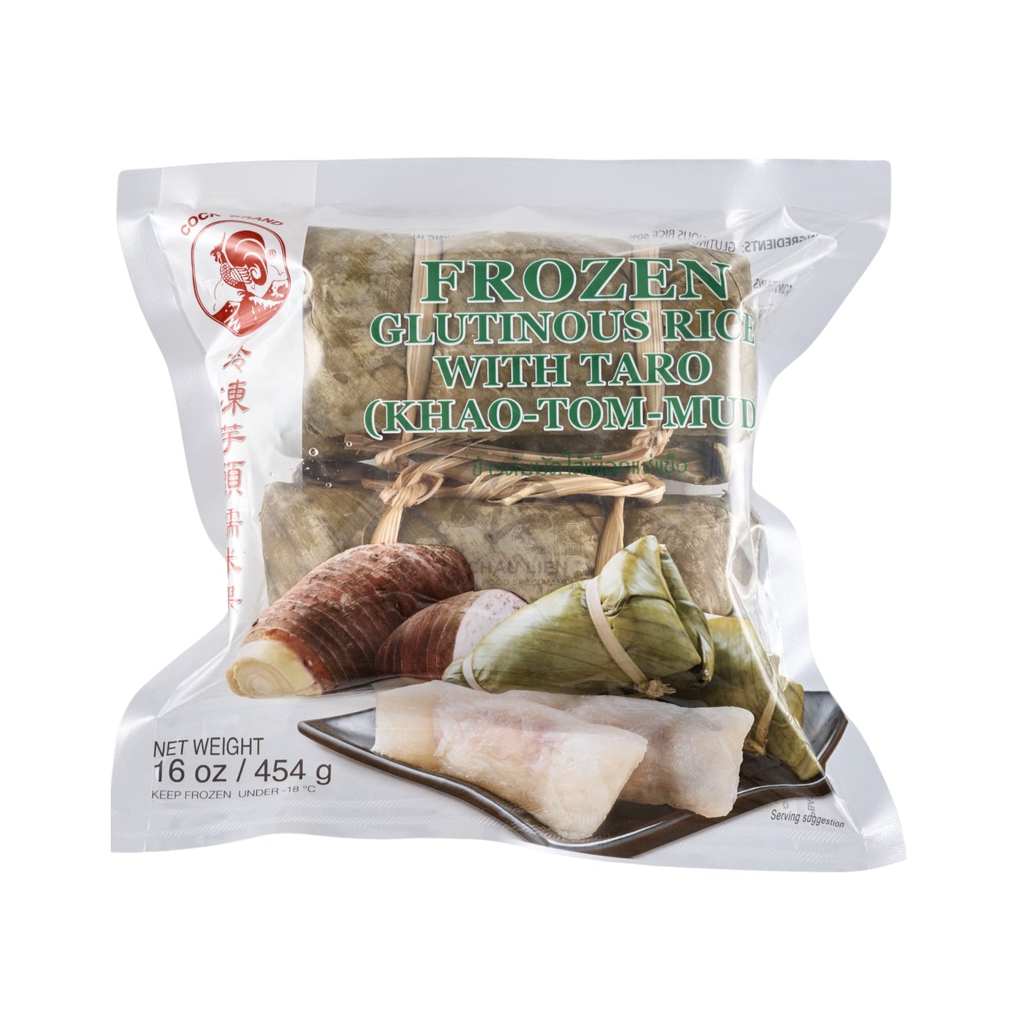 FROZEN GLUTINOUS RICE WITH TARO (KHAO-TOM-MUD) 30 x 454g COCK BRAND