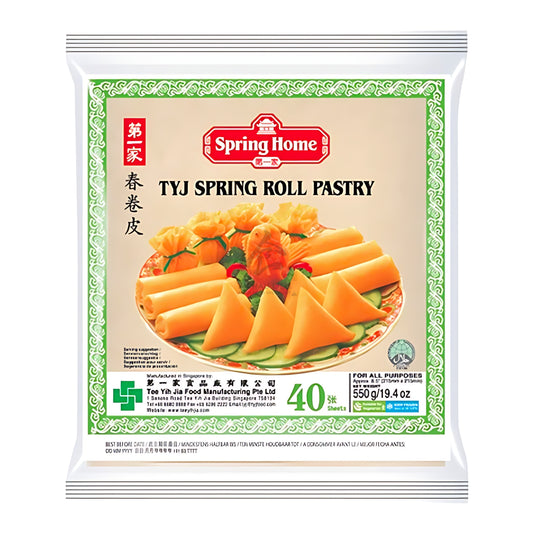 TYJ SPRING ROLL PASTRY GREEN (215MM X 40 SHEETS) 20 x 550g SPRING HOME