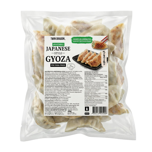 FROZEN PRE PAN-FRIED VEGETABLE GYOZA 10 x 600g TWIN DRAGON