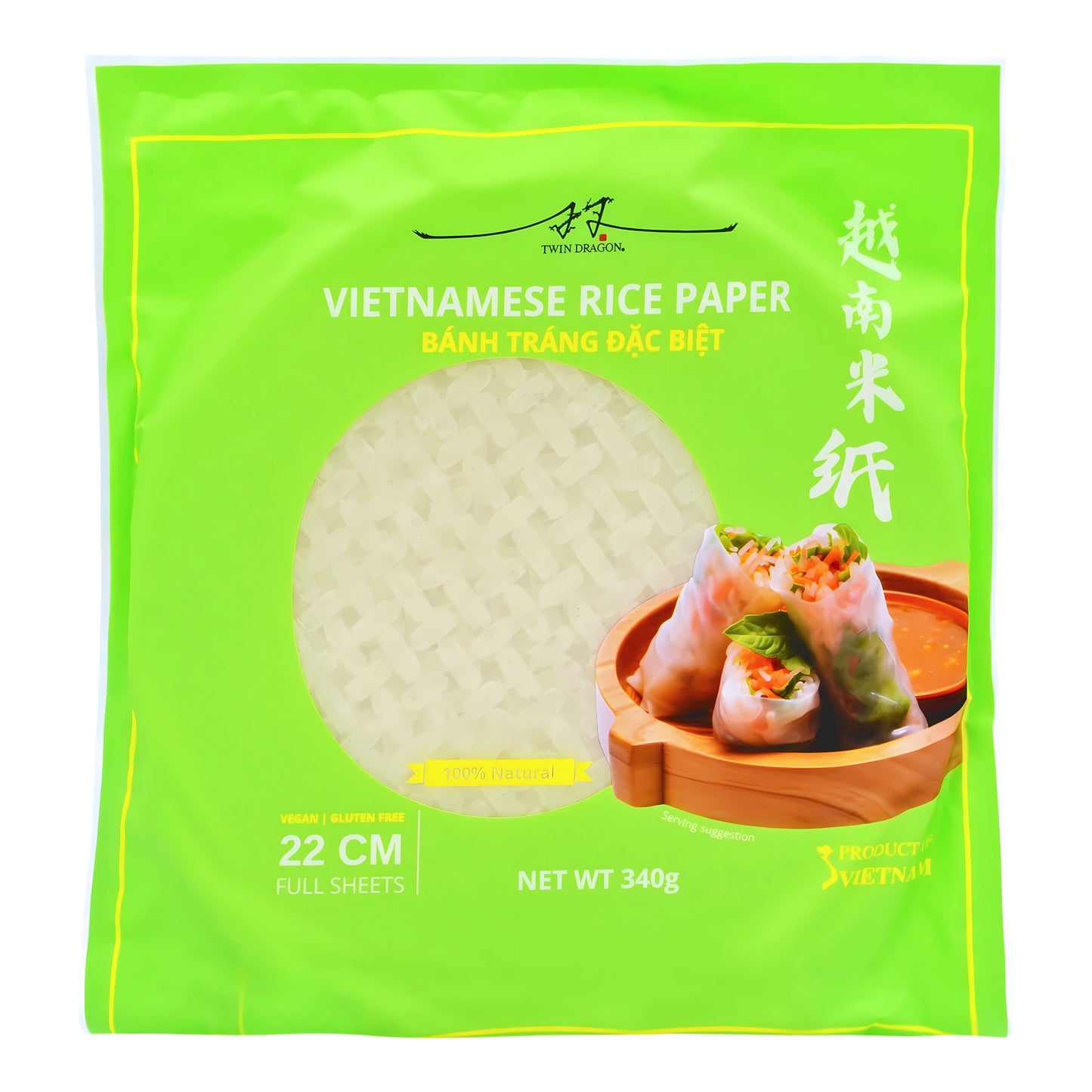 RICE PAPER 22CM 24 x 340g TWIN DRAGON