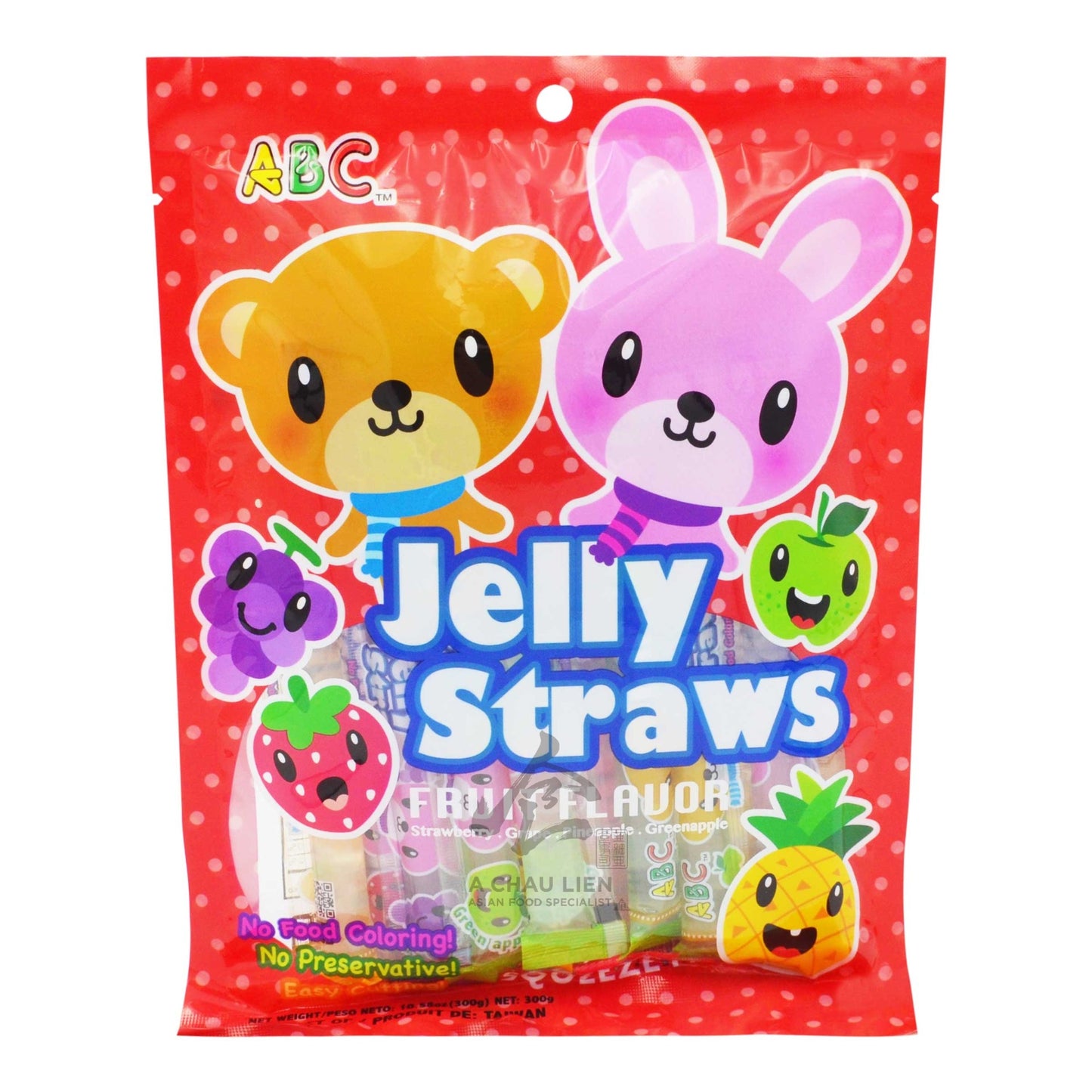 JELLY STRAWS ASSORTED FLAVOR BEAR & BUNNY 30 x 300g ABC