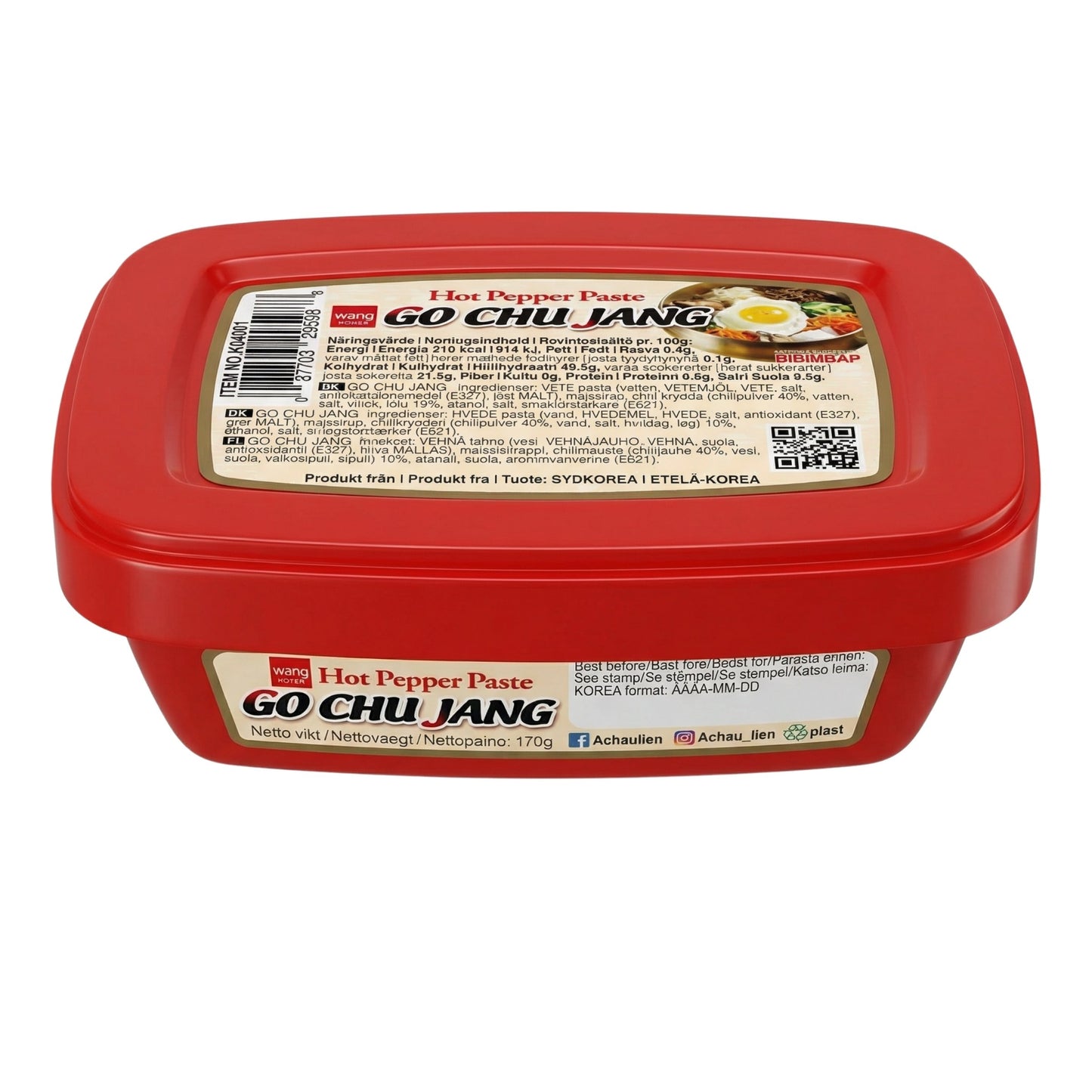 GOCHUJANG HOT PEPPER PASTE 12 x 170g WANG