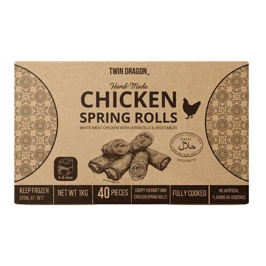 FROZEN CHICKEN SPRING ROLLS ROUND 10 x 1kg TWIN DRAGON
