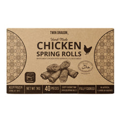 FROZEN CHICKEN SPRING ROLLS ROUND 10 x 1kg TWIN DRAGON