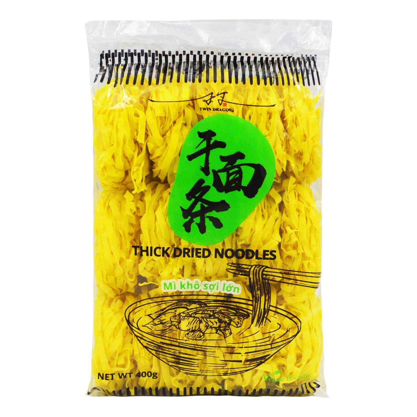 THICK DRIED NOODLES 30 x 400g TWIN DRAGON