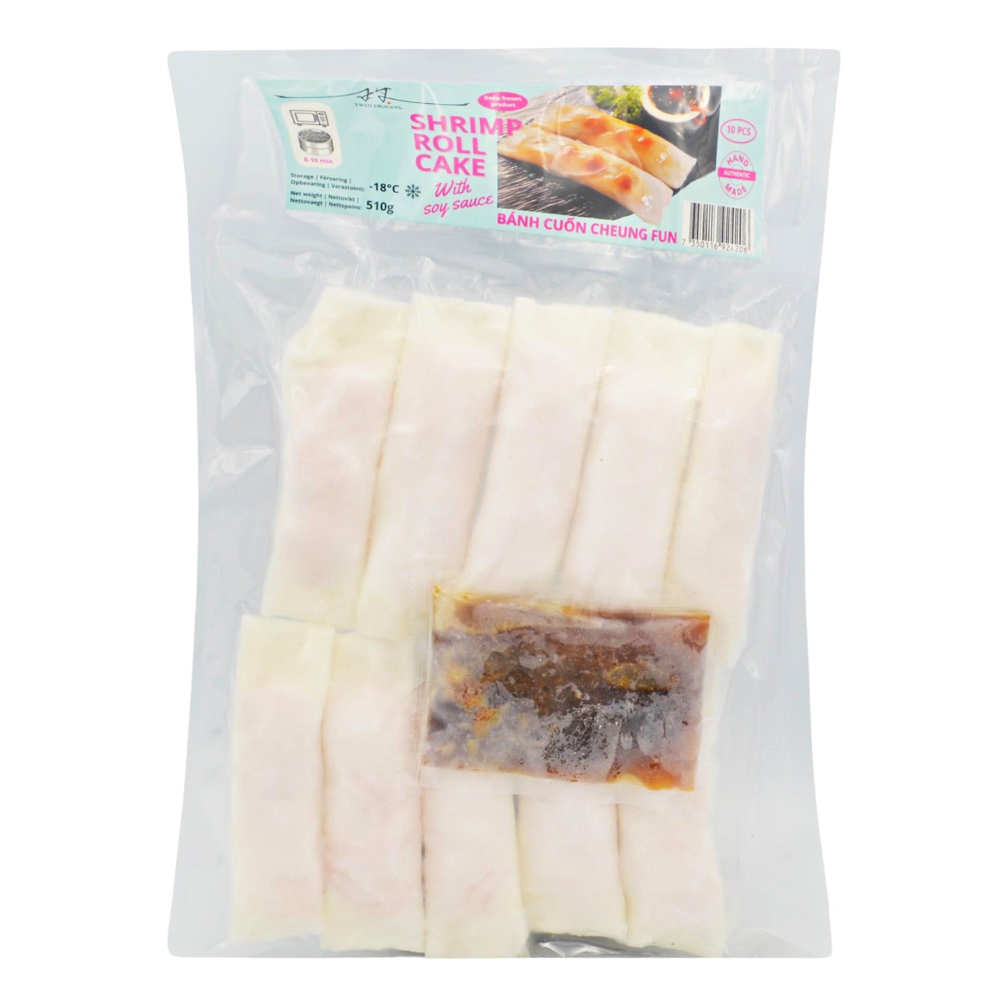 FROZEN SHRIMP ROLL CAKE WITH SOYA (10PCS X 51G) 12 x 510g TWIN DRAGON