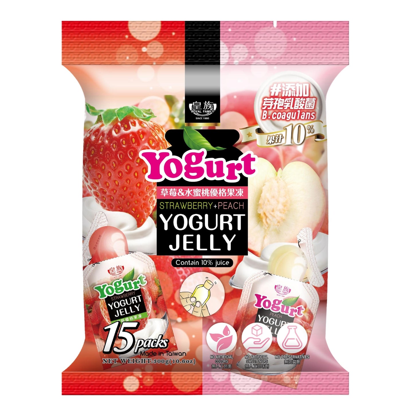 YOGURT JELLY STRAWBERRY & PEACH 12 x 300g ROYAL FAMILY