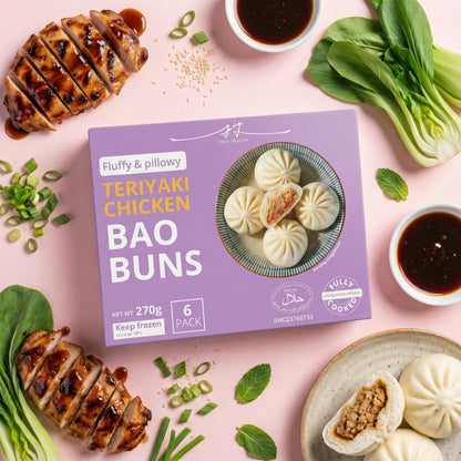 FROZEN TERIYAKI CHICKEN BAO BUNS (6PCS X 45G) 16 x 270g TWIN DRAGON