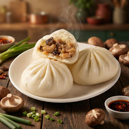 FROZEN SHIITAKE CHICKEN BAO BUNS (6PCS X 45G) 16 x 270g TWIN DRAGON