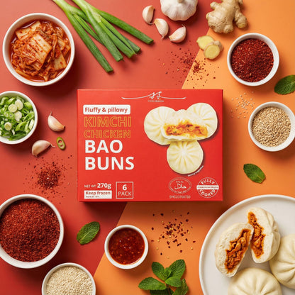 FROZEN KIMCHI CHICKEN BAO BUNS (6PCS X 45G) 16 x 270g TWIN DRAGON