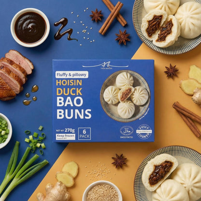 FROZEN HOISIN DUCK BAO BUNS (6PCS X 45G) 16 x 270g TWIN DRAGON