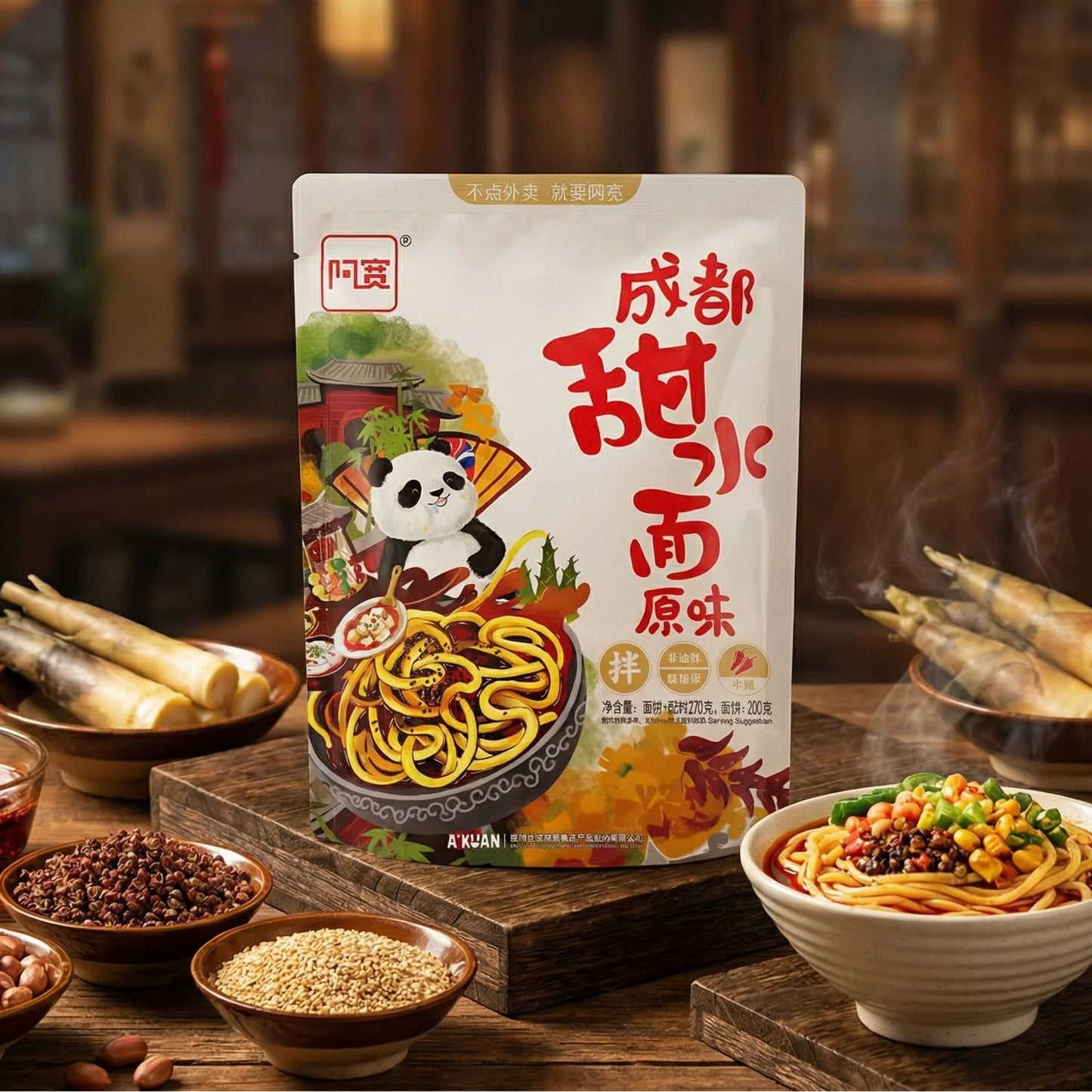 CHENGDU INSTANT WET NOODLE SWEET SPICY 20 x 270g A-KUAN