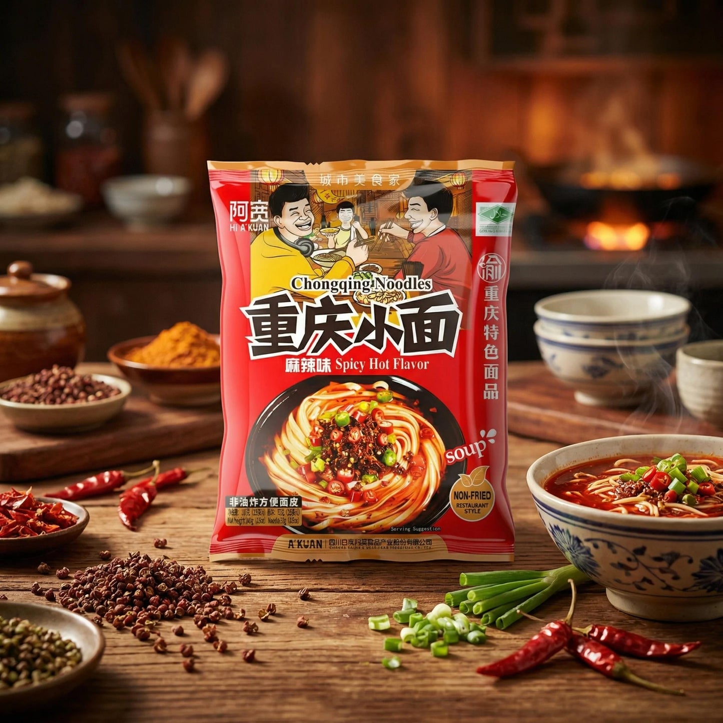 CHONGQING NOODLES SPICY HOT FLAVOR 20 x 100g A-KUAN