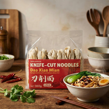 KNIFE-CUT SQUIGGLY NOODLES 10 x 360g TWIN DRAGON