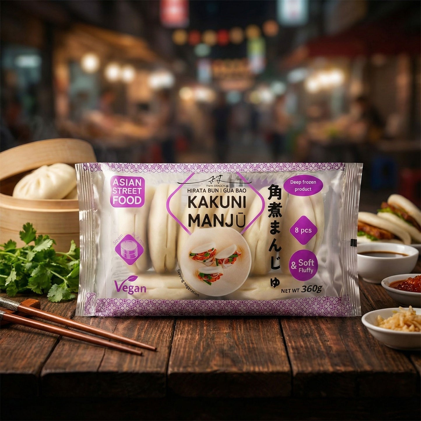 FROZEN HIRATA | GUA BAO | BAO BUNS (8 PCS) 9 x 360g TWIN DRAGON