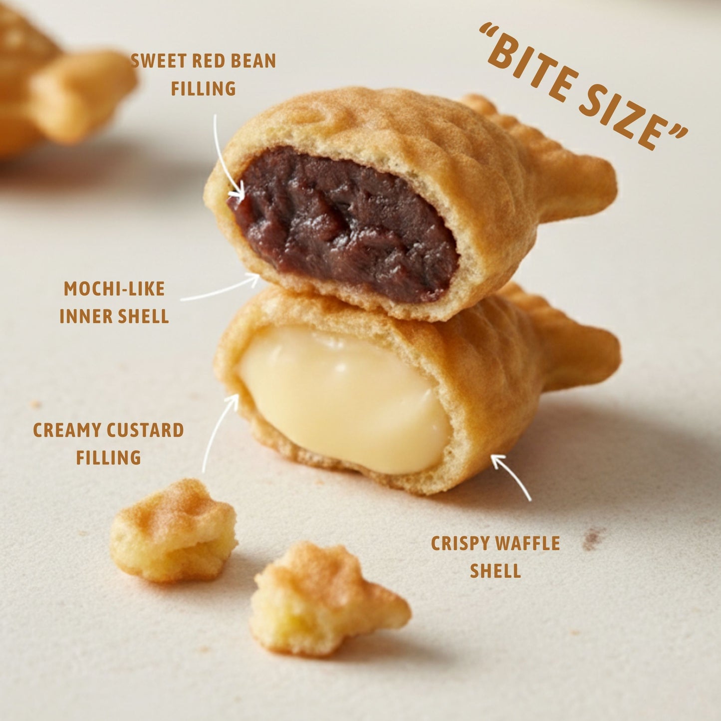 FROZEN MINI TAIYAKI BUNGEOPPANG CUSTARD 30 x 250g K FOOD