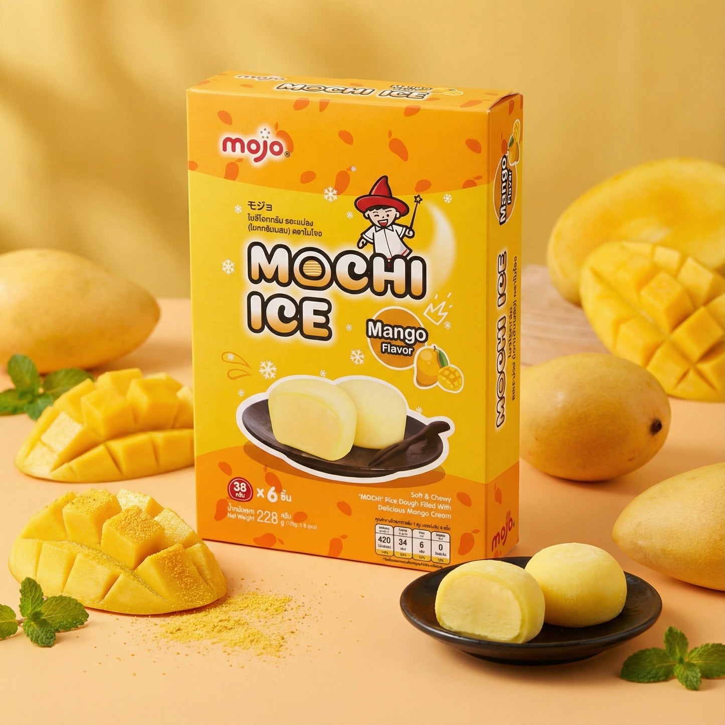 MOCHI ICE MANGO (6PCS X 38G) 12 x 228g MOJO
