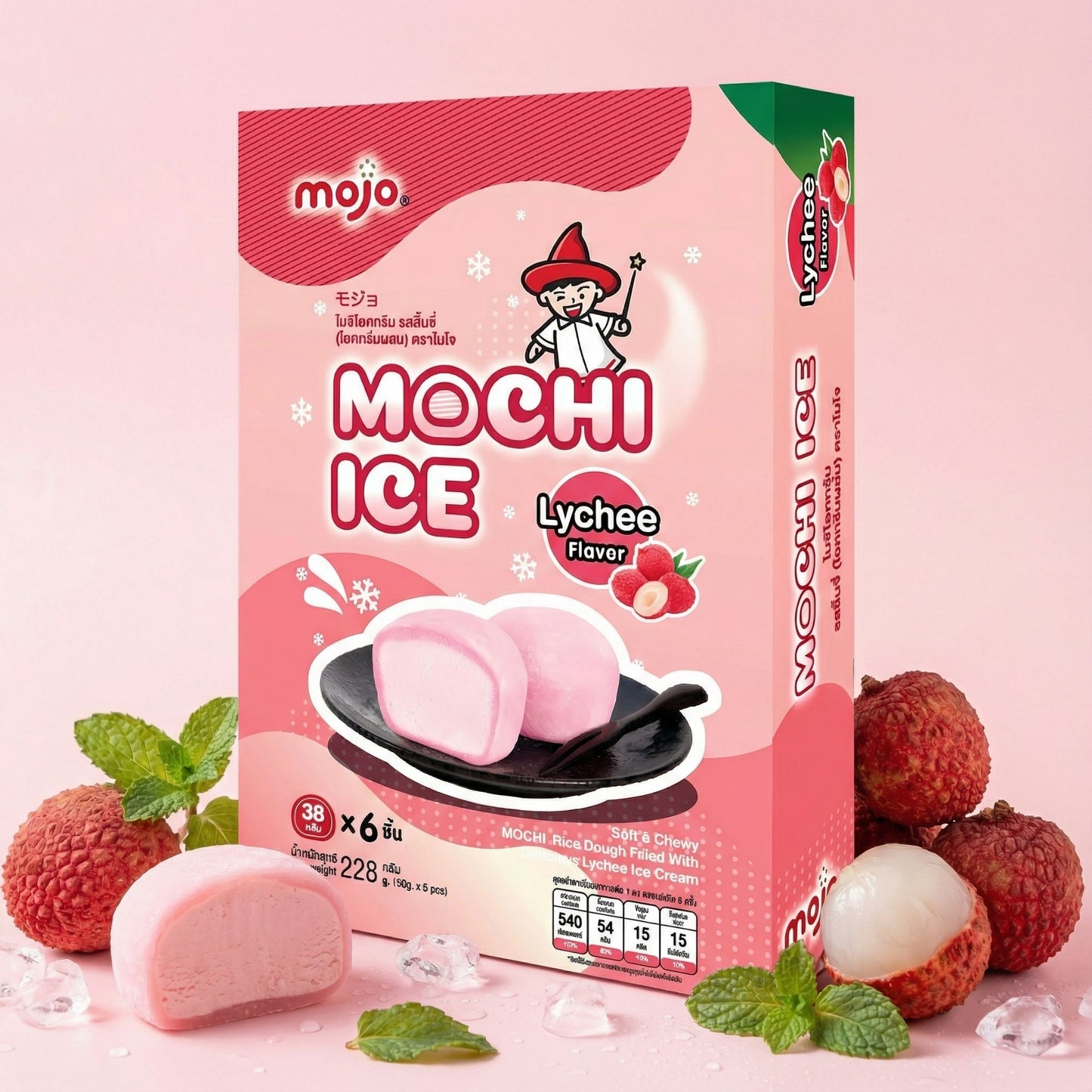 MOCHI ICE LYCHEE (6PCS X 38G) 12 x 228g MOJO