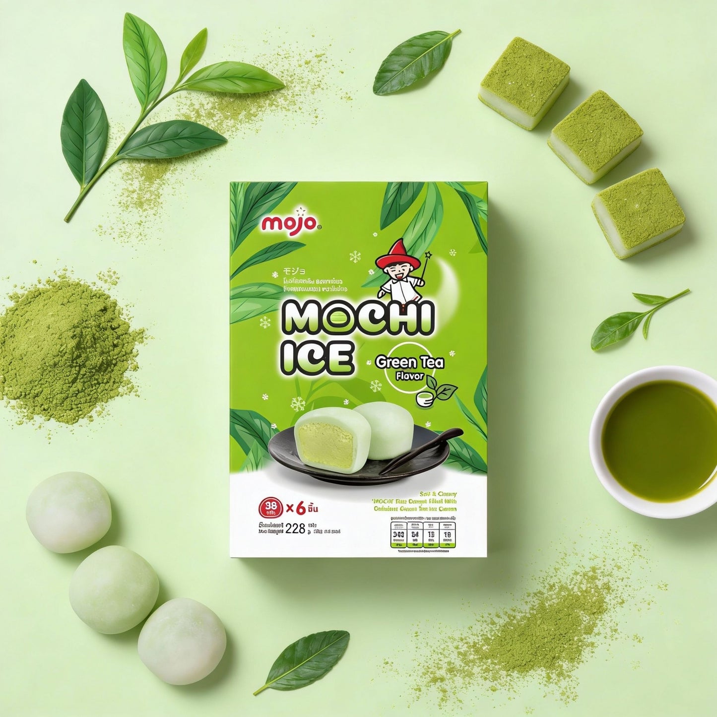 MOCHI ICE MATCHA GREEN TEA (6PCS X 38G) 12 x 228g MOJO