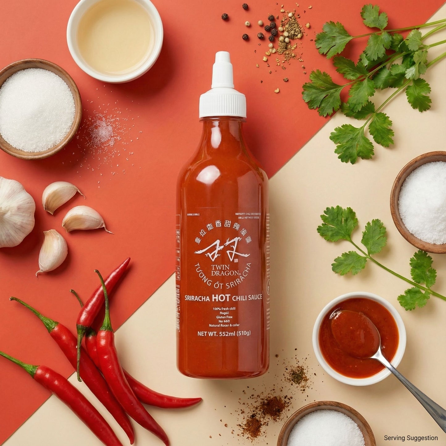 SRIRACHA HOT CHILI SAUCE 15 x 532ml (510g) TWIN DRAGON